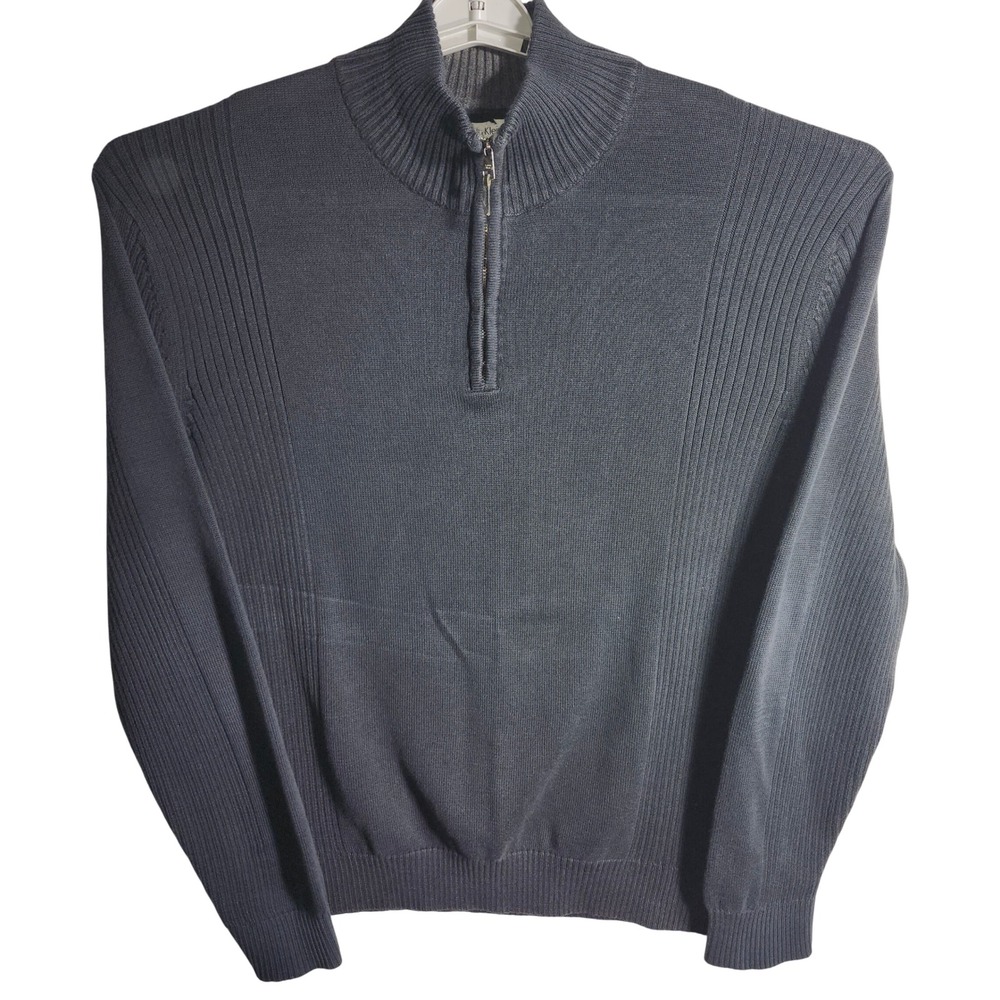 Calvin Klein Mens XL Gray 1/4‎ Zip Mock Neck Knit Pullover Sweater